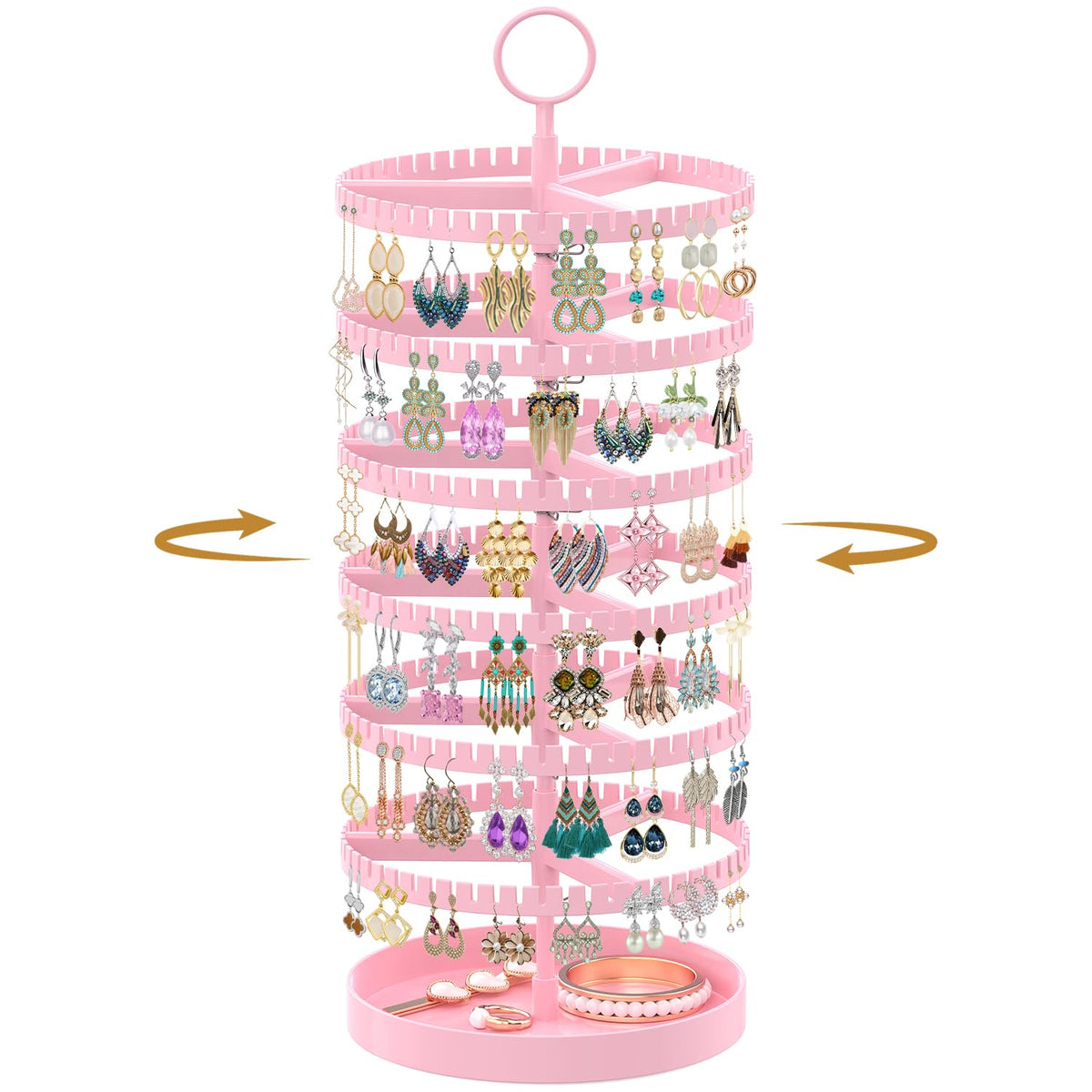 MODOWEY Rotating Earring Holder Organizer Tree Display Stand, 6 Tiers Black