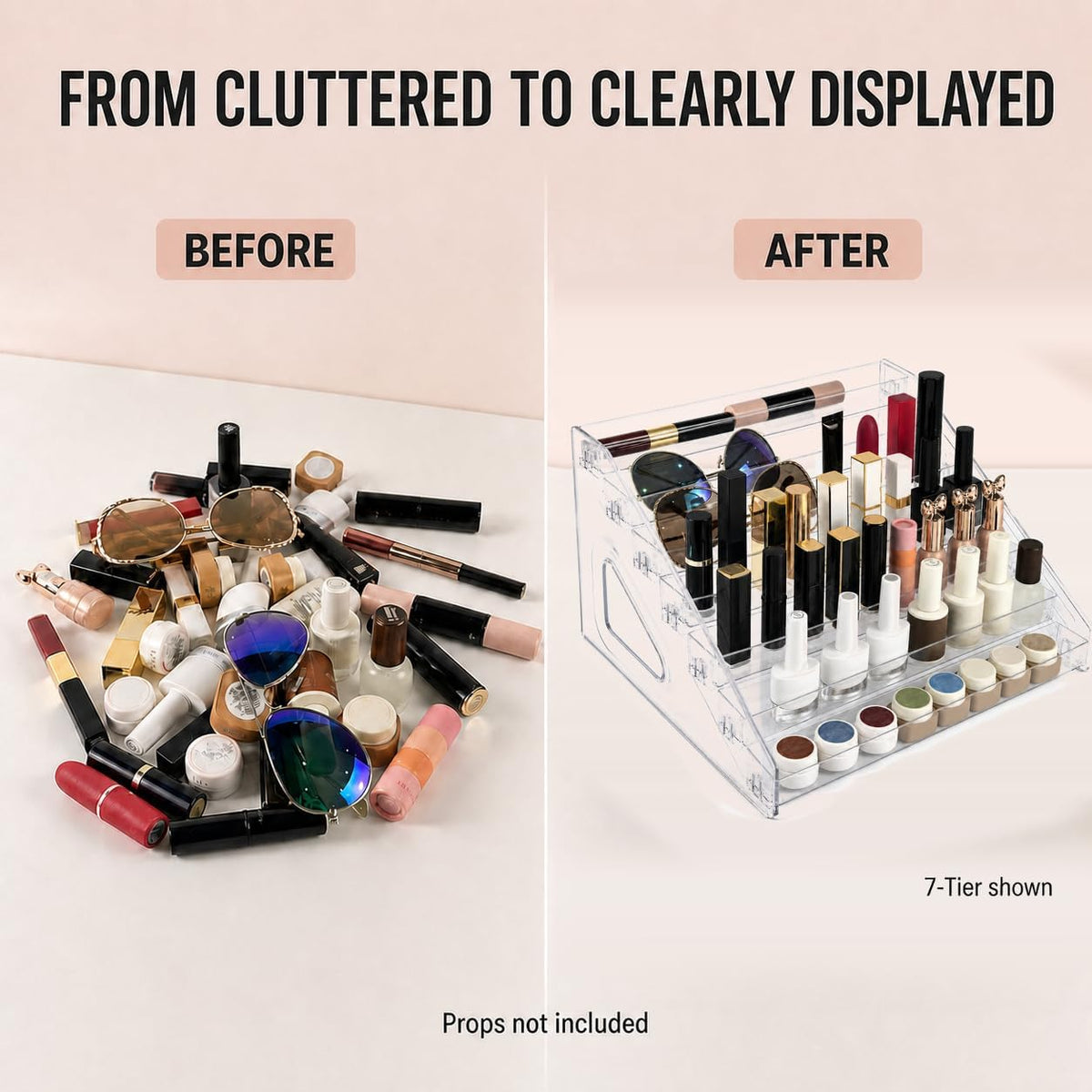 7 Tier Nail Polish Organizer, Clear Acrylic Countertop Display Stand