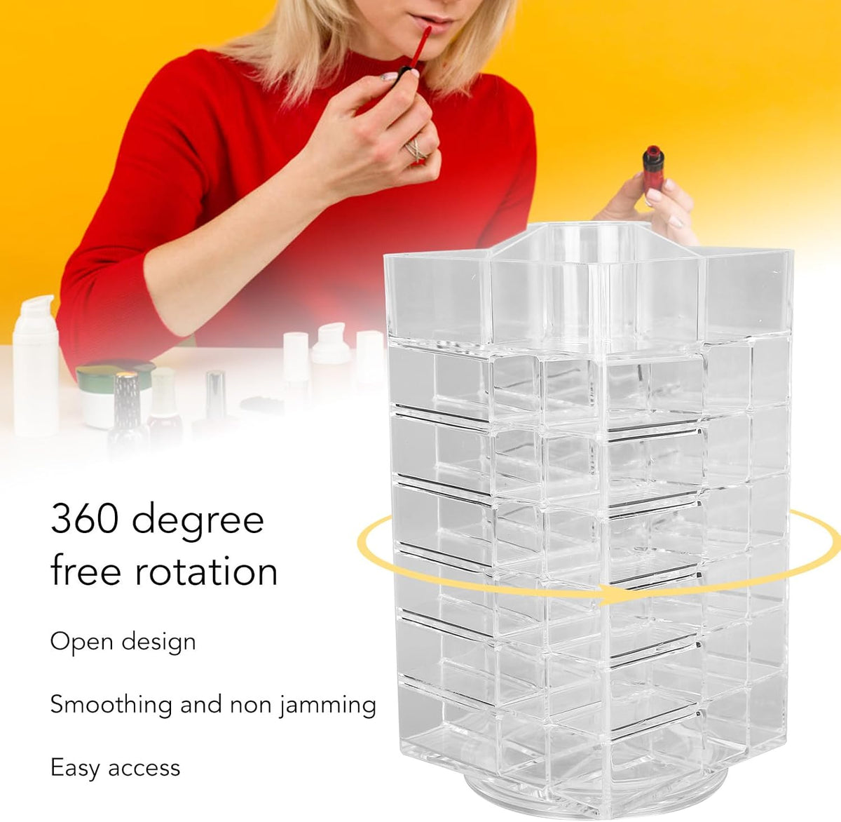 Agatige 53 Slots Acrylic Lipstick Tower Holder, 360 Degree Rotating