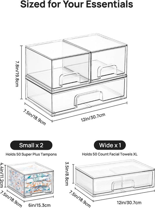 Vtopmart Clear Stackable Storage Drawers Set of 5, Plastic Organizer Bins
