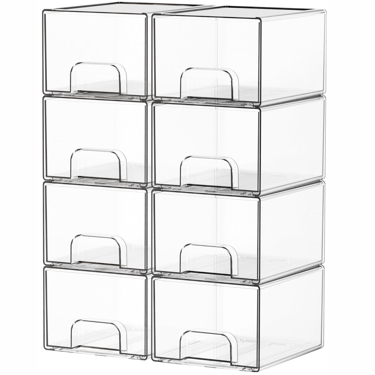 Yieach 4 Pack Clear Stackable Storage Drawers,4.4'' Tall Acrylic Drawers
