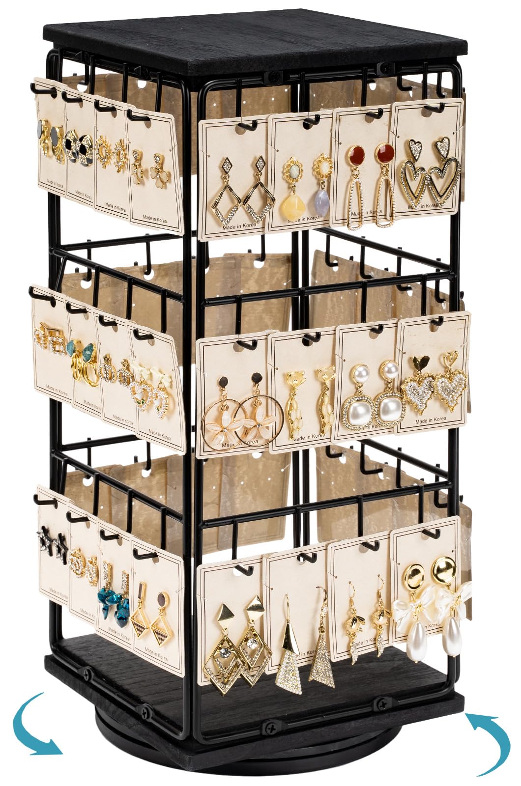 360 Rotating Earring Display Stands for Selling, Earring Rack Display Holder Stand, Jewelry Display for Vendors Selling Earring Cards, Necklaces, Bracelets, Hair Accessories (48 Hooks)