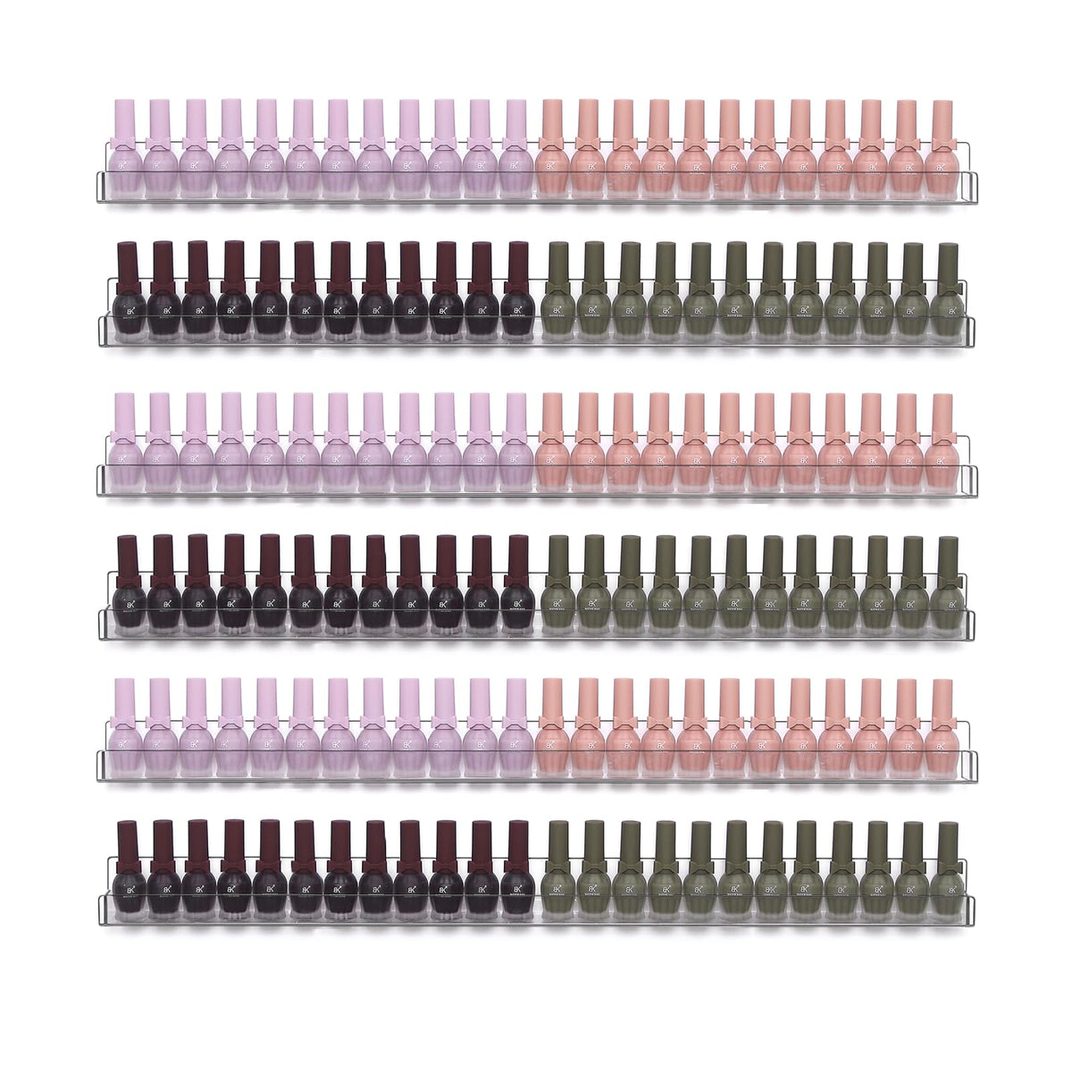 6Pcs/Set Acrylic Nail Polish Rack Wall Mounted,Lipstick Essential Oil Bottle Holder Organizer,Nail Paint Display Stand Shelf for Storage