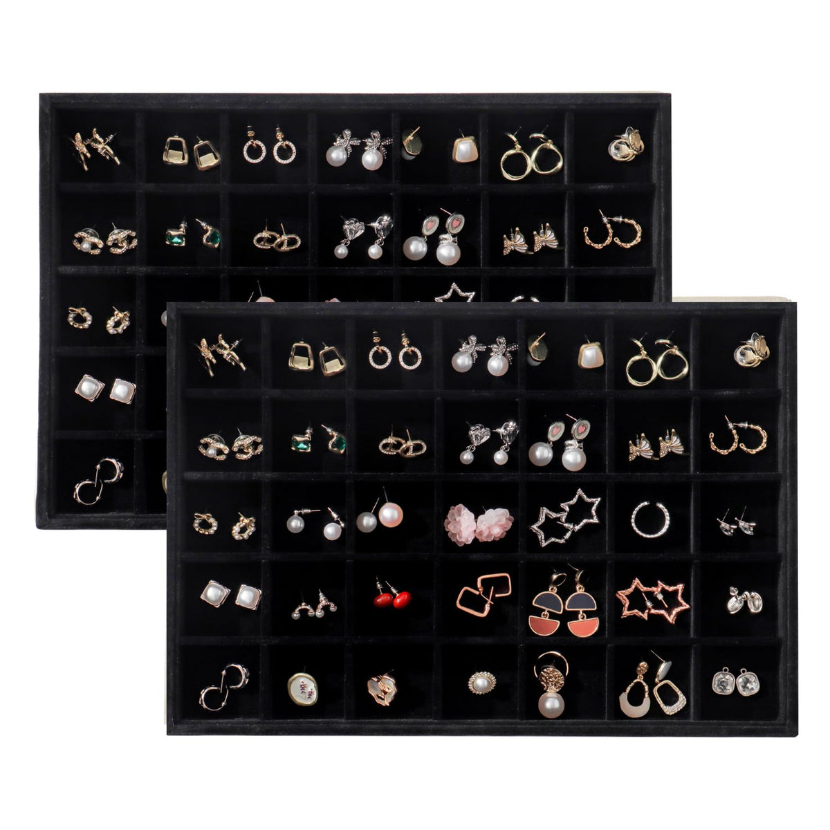 Large Velvet Jewelry Tray Display Drawer Inserts 2 Pack
