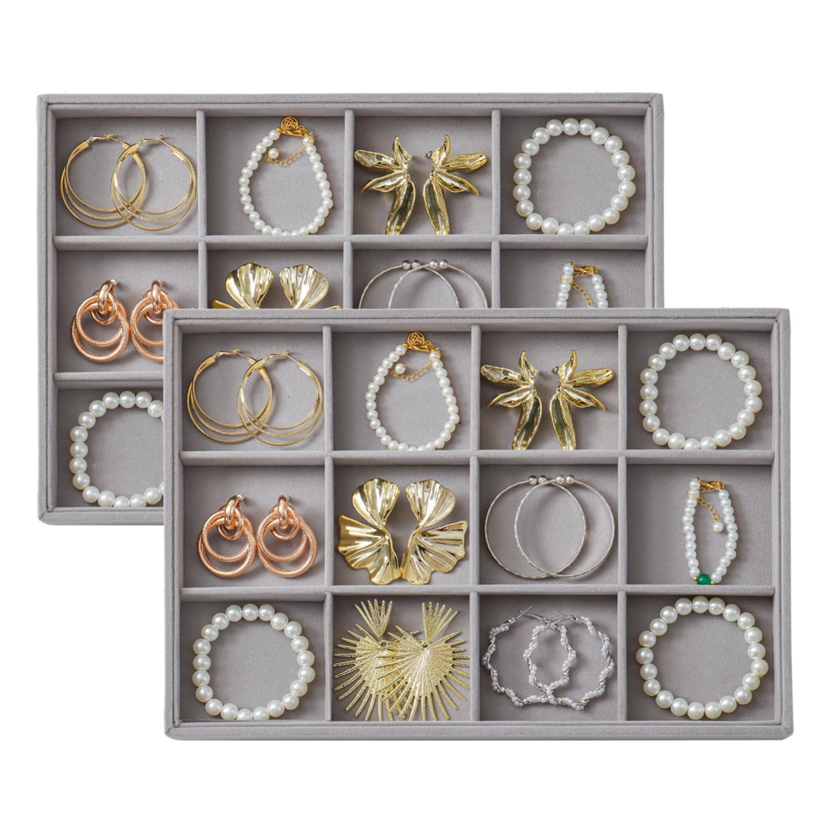 Large Velvet Jewelry Tray Display Drawer Inserts 2 Pack