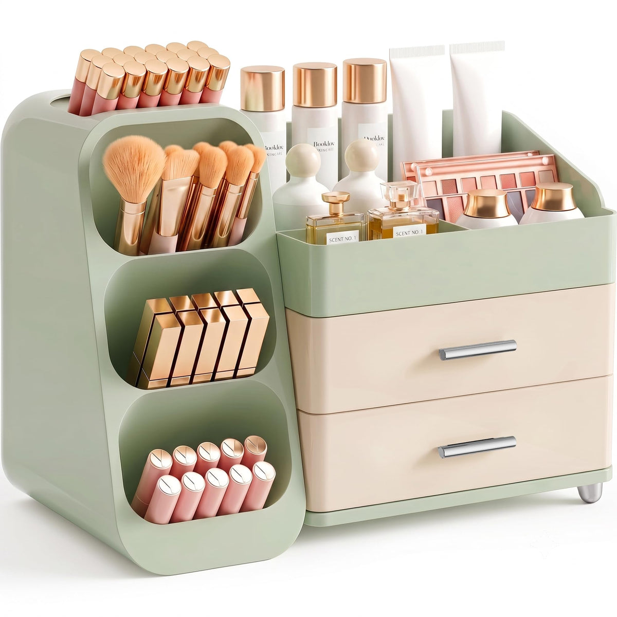 Booklov Small Makeup Organizer for Vanity Countertop, White