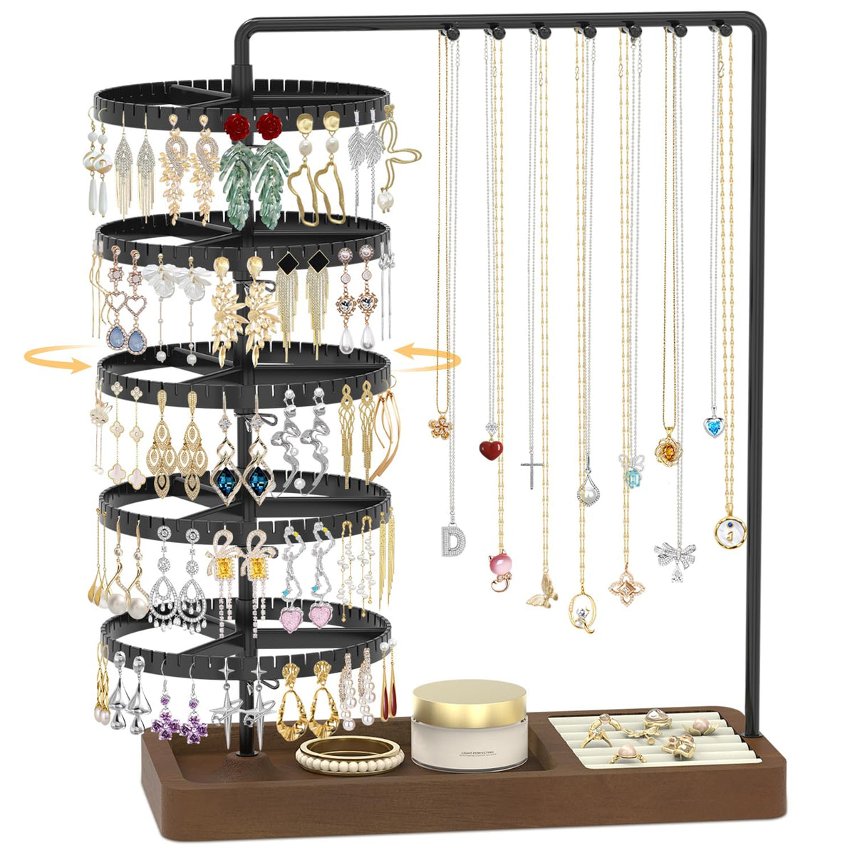 EsLuker.ly Earring Holder Organizer Rotating Stud Display Tree Rack, 6 Tier