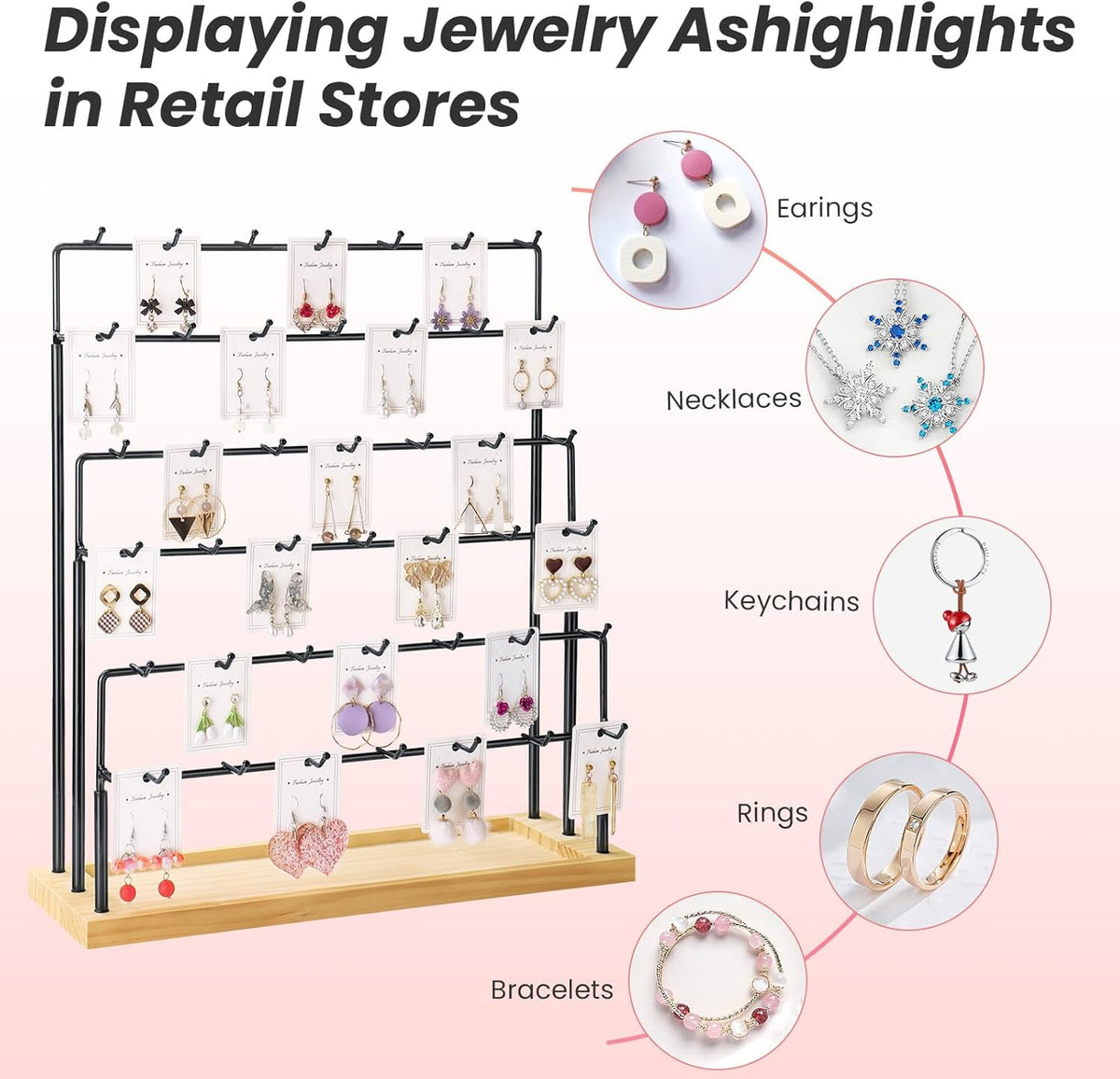 Earring Display for Vendors, 6 Tiers Earring Rack Display Holder Stand