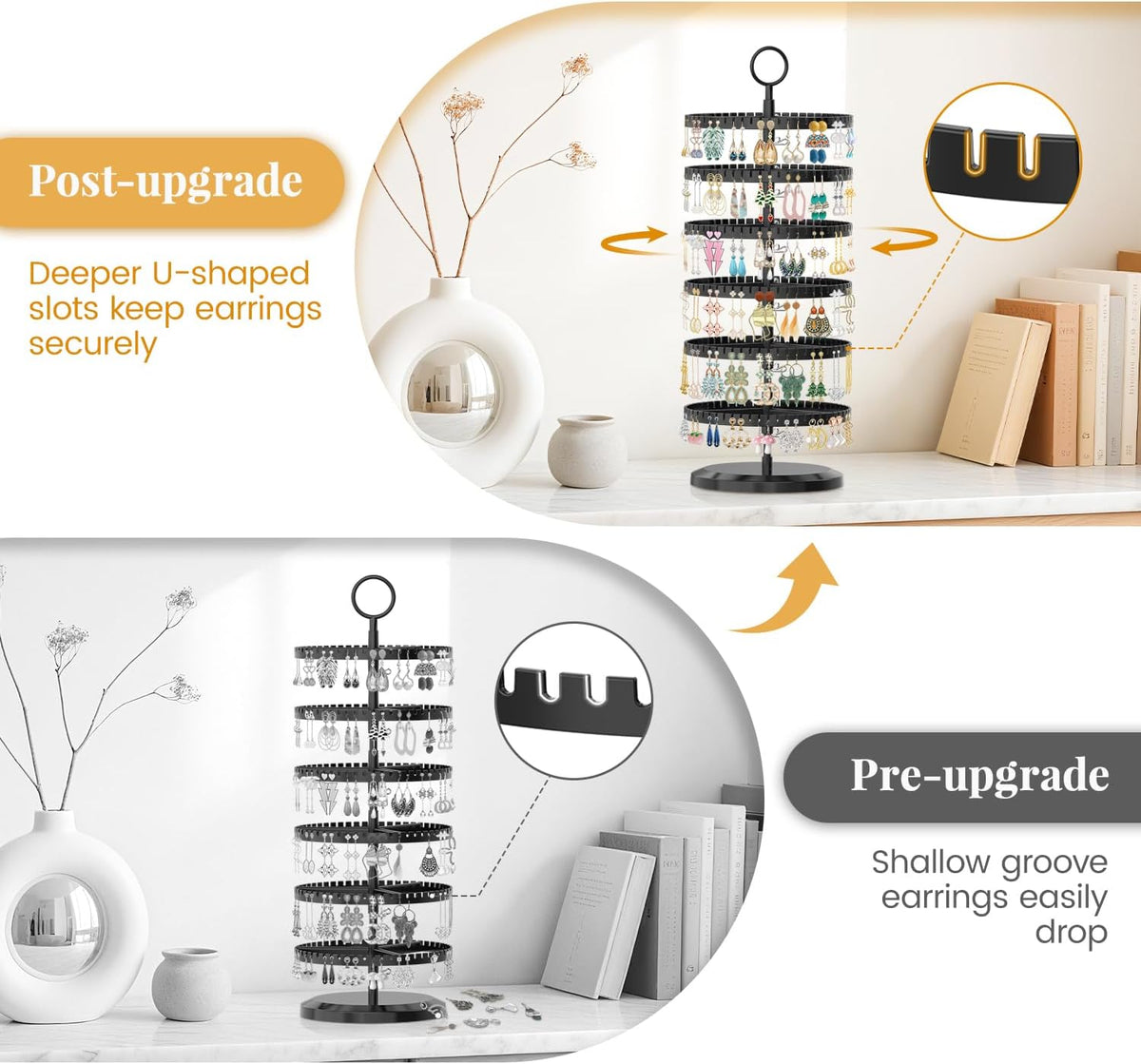 EsLuker.ly Earring Holder Organizer Rotating Stud Display Tree Rack, 6 Tier
