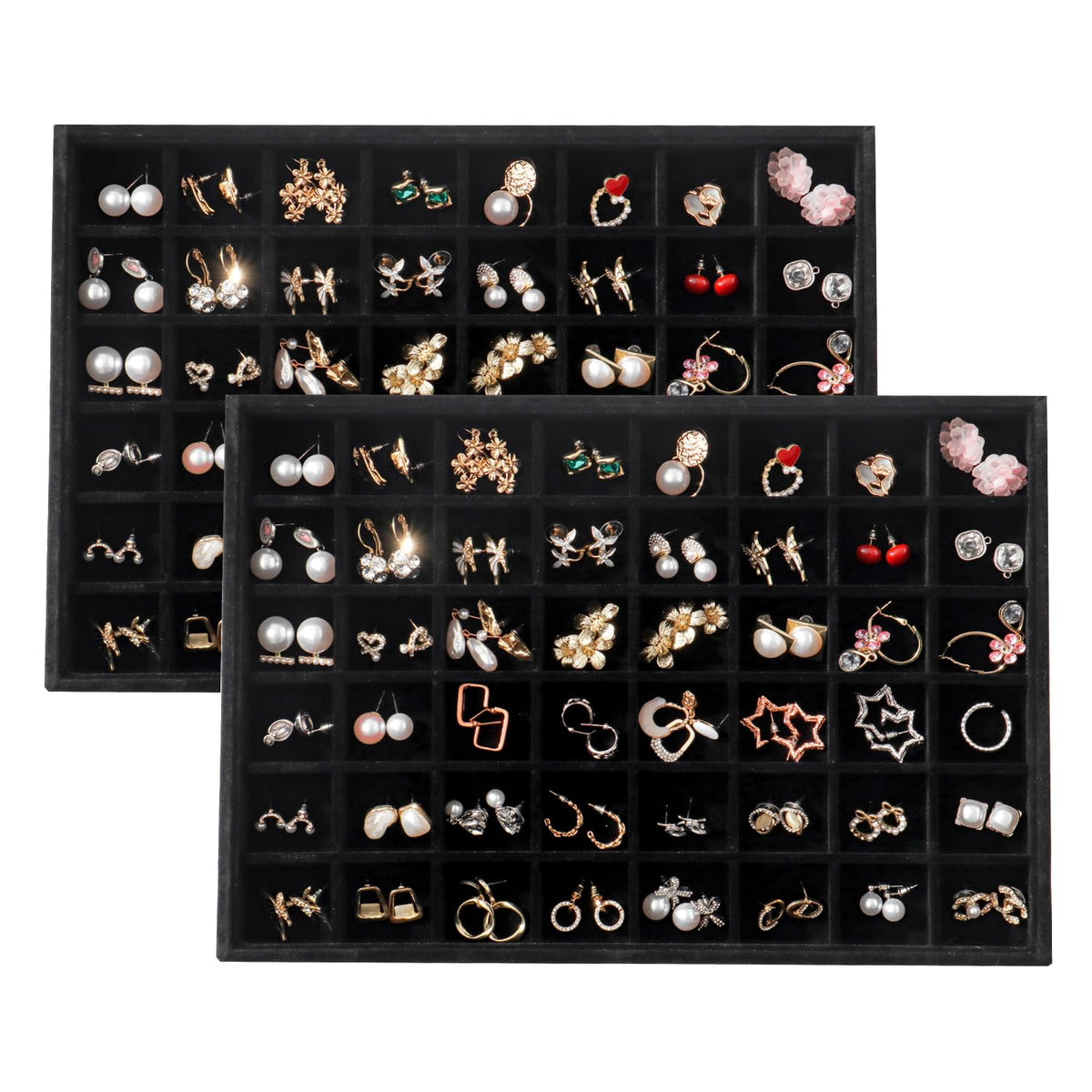 Large Velvet Jewelry Tray Display Drawer Inserts 2 Pack