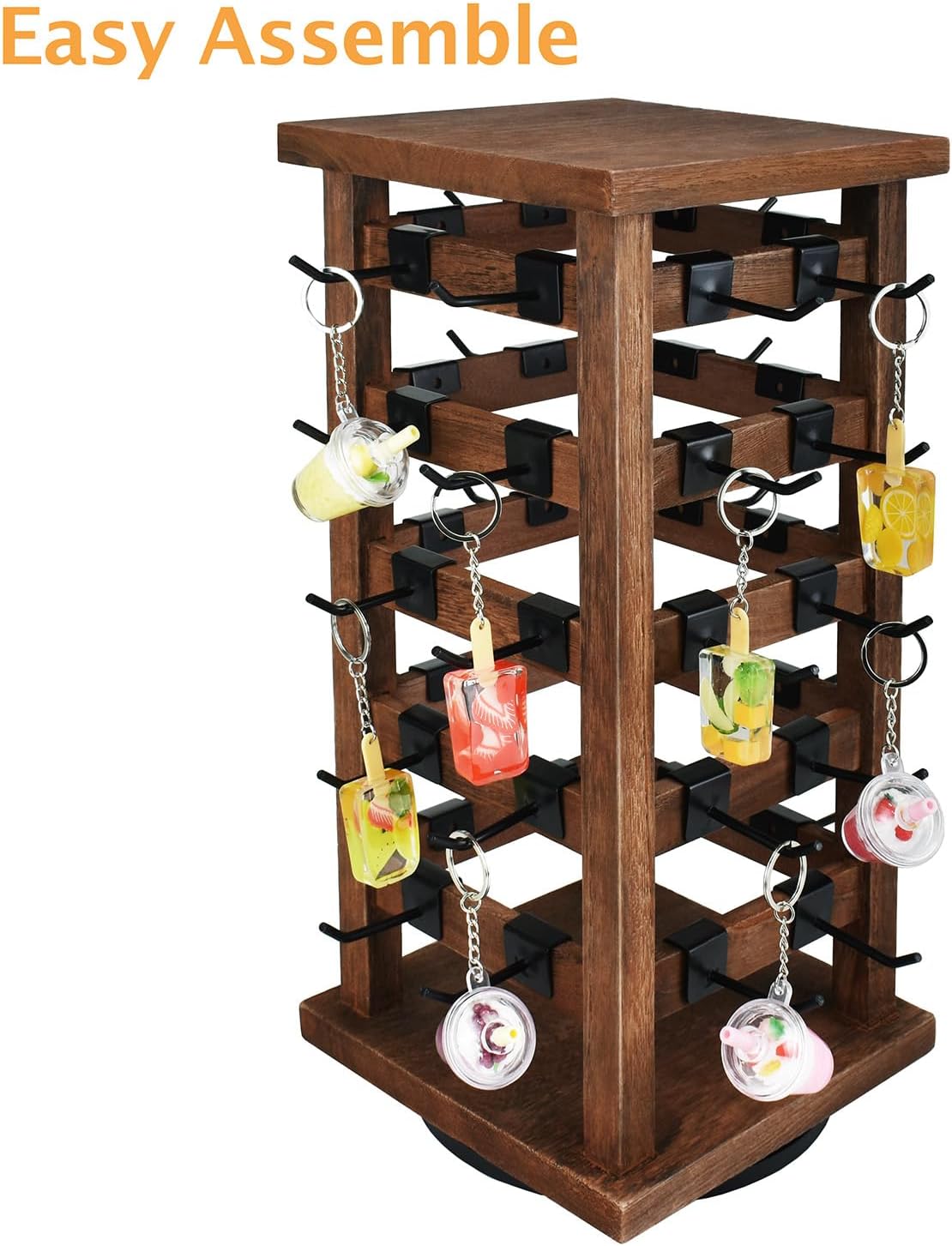 Ikee Design 5 Tiers Wood Rotating Jewelry Earring Display 42 Hooks