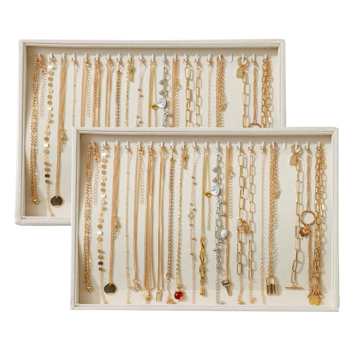 Large Velvet Jewelry Tray Display Drawer Inserts 2 Pack