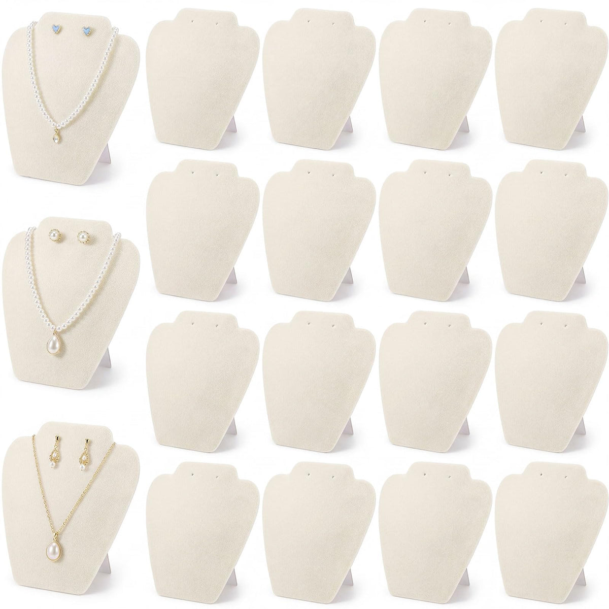 Wenqik 24 Pcs Necklace Display Stand Bust Black Velvet Jewelry Holder