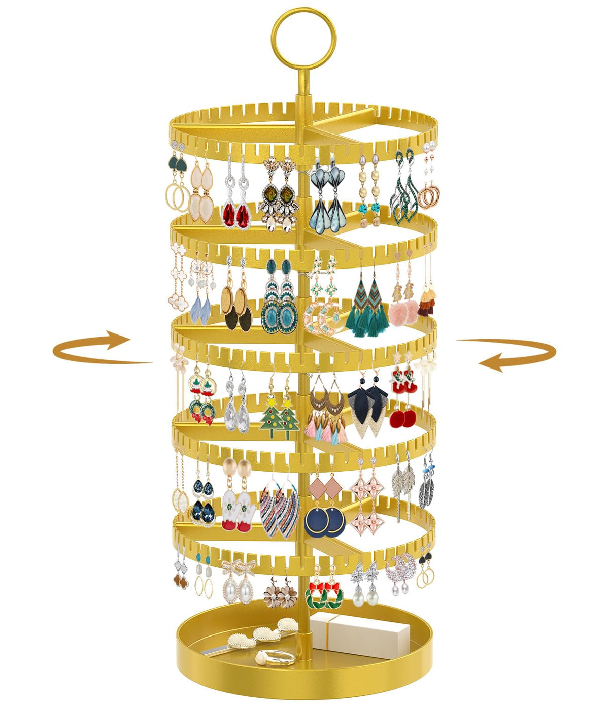 MODOWEY Rotating Earring Holder Organizer Tree Display Stand, 6 Tiers Black