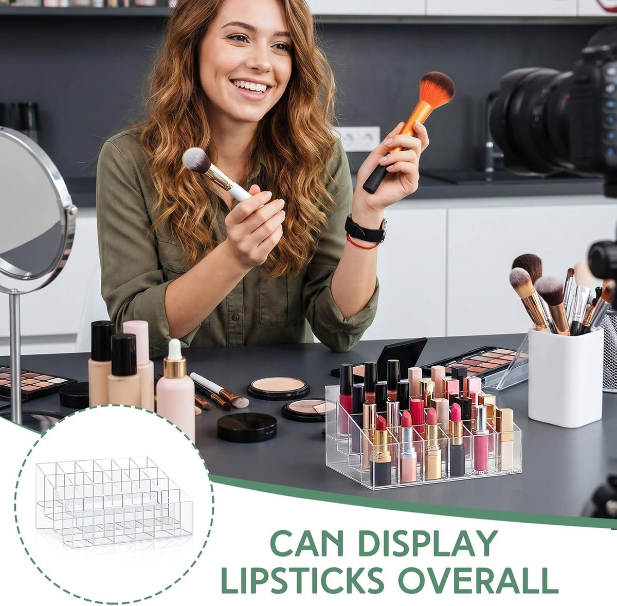 Macarrie 6 Pieces Lipstick Holder 24 Slot Clear Acrylic Lipgloss Organizer Storage Display Case for Perfume Sample Mascara Brushes Birthday Gift