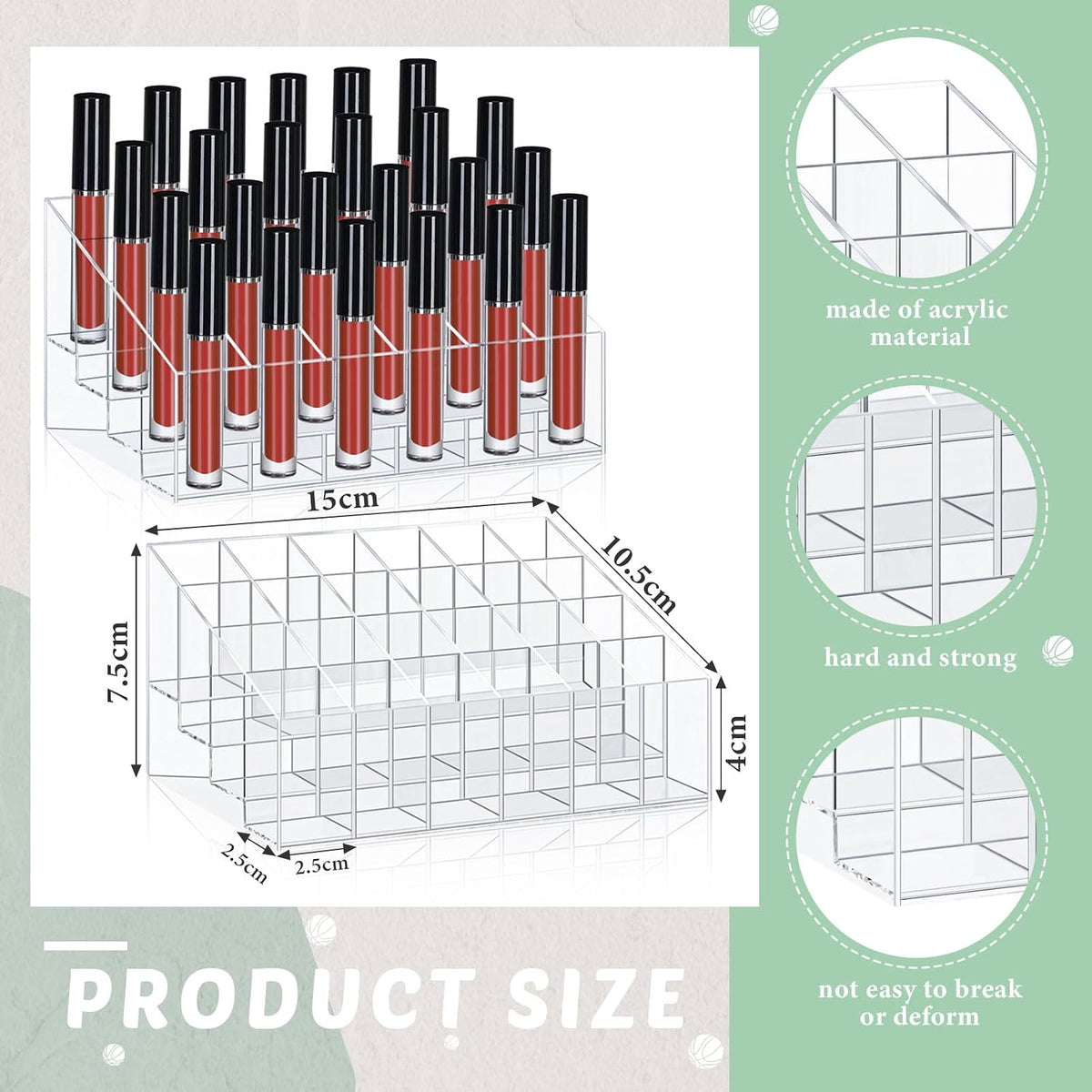 Macarrie 6 Pieces Lipstick Holder 24 Slot Clear Acrylic Lipgloss Organizer Storage Display Case for Perfume Sample Mascara Brushes Birthday Gift
