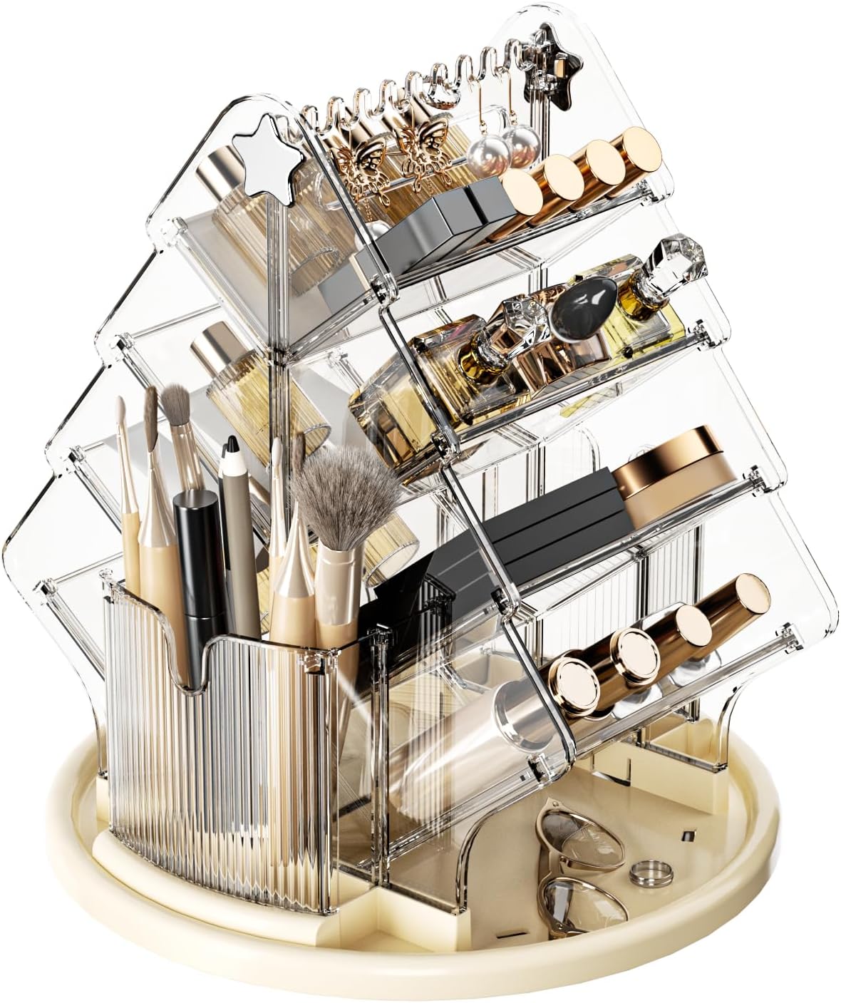 360° Rotating Makeup Organizer, 4-Tier Acrylic Cosmetic Storage Organizer