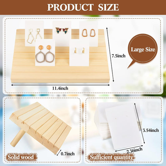Blulu 31 Pack Wooden Earring Display Stand 7 Slot