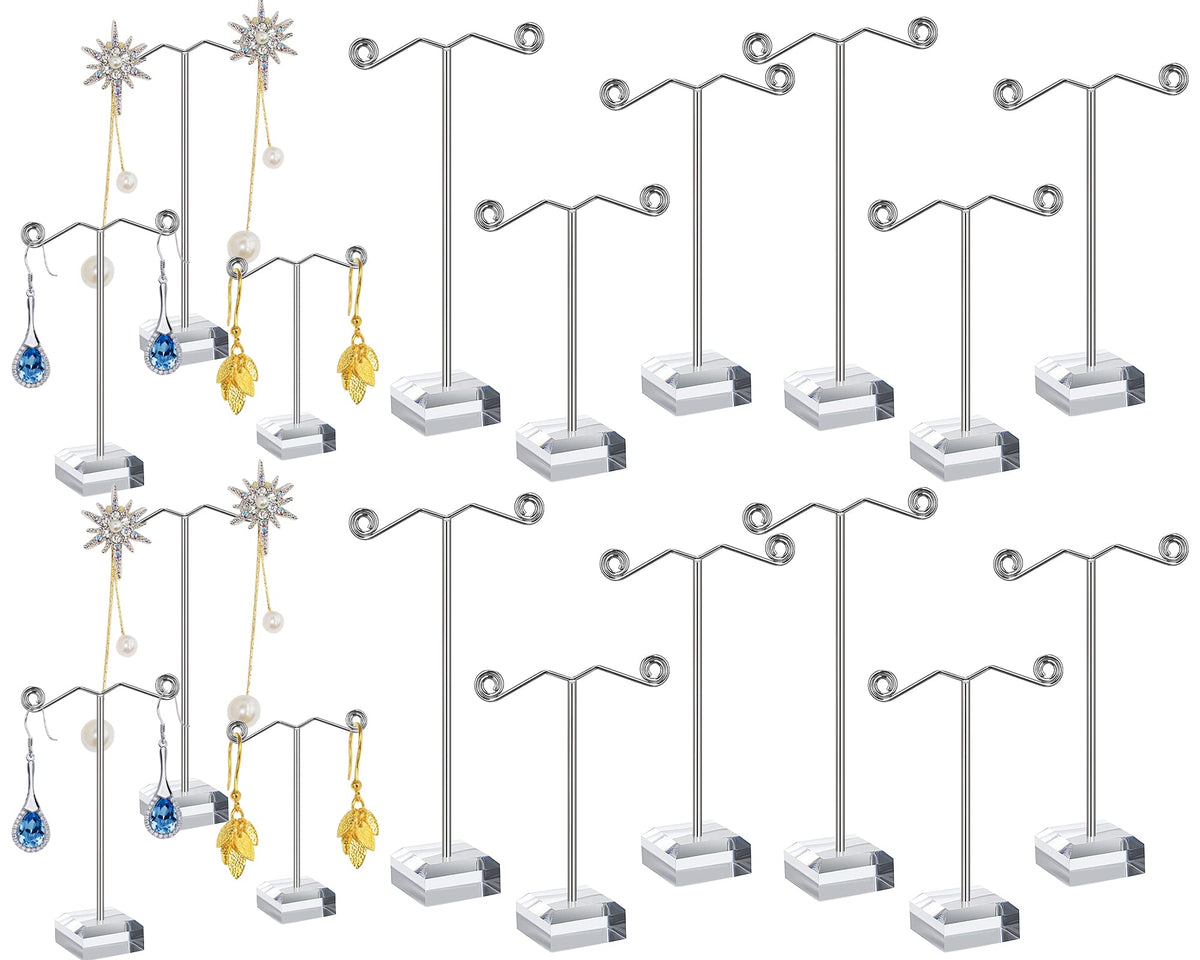 Macarrie 18 Pcs Metal Earring Holder, T Bar Earring Display Stand Black