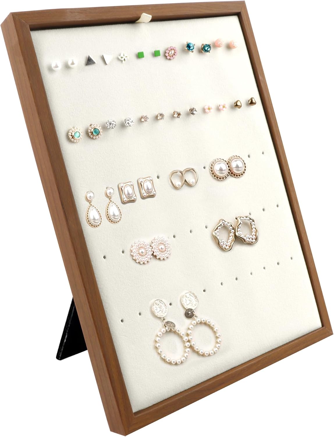 Homeanda Ring Display Stand, 60 Hole L-Shaped Velvet Tray Ring Board