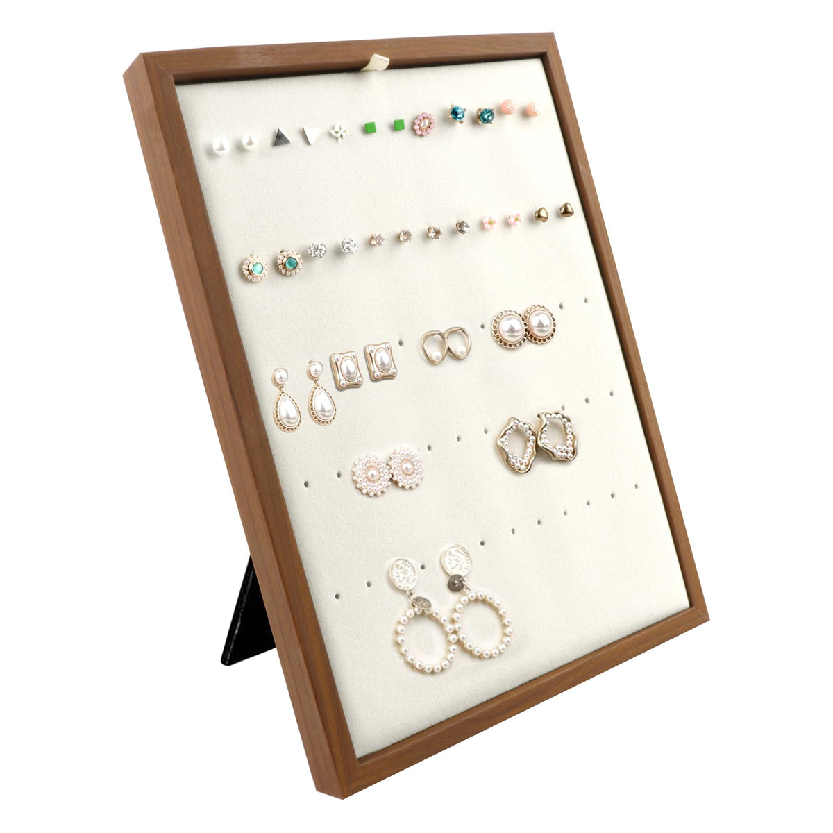 Homeanda Ring Display Stand, 60 Hole L-Shaped Velvet Tray Ring Board