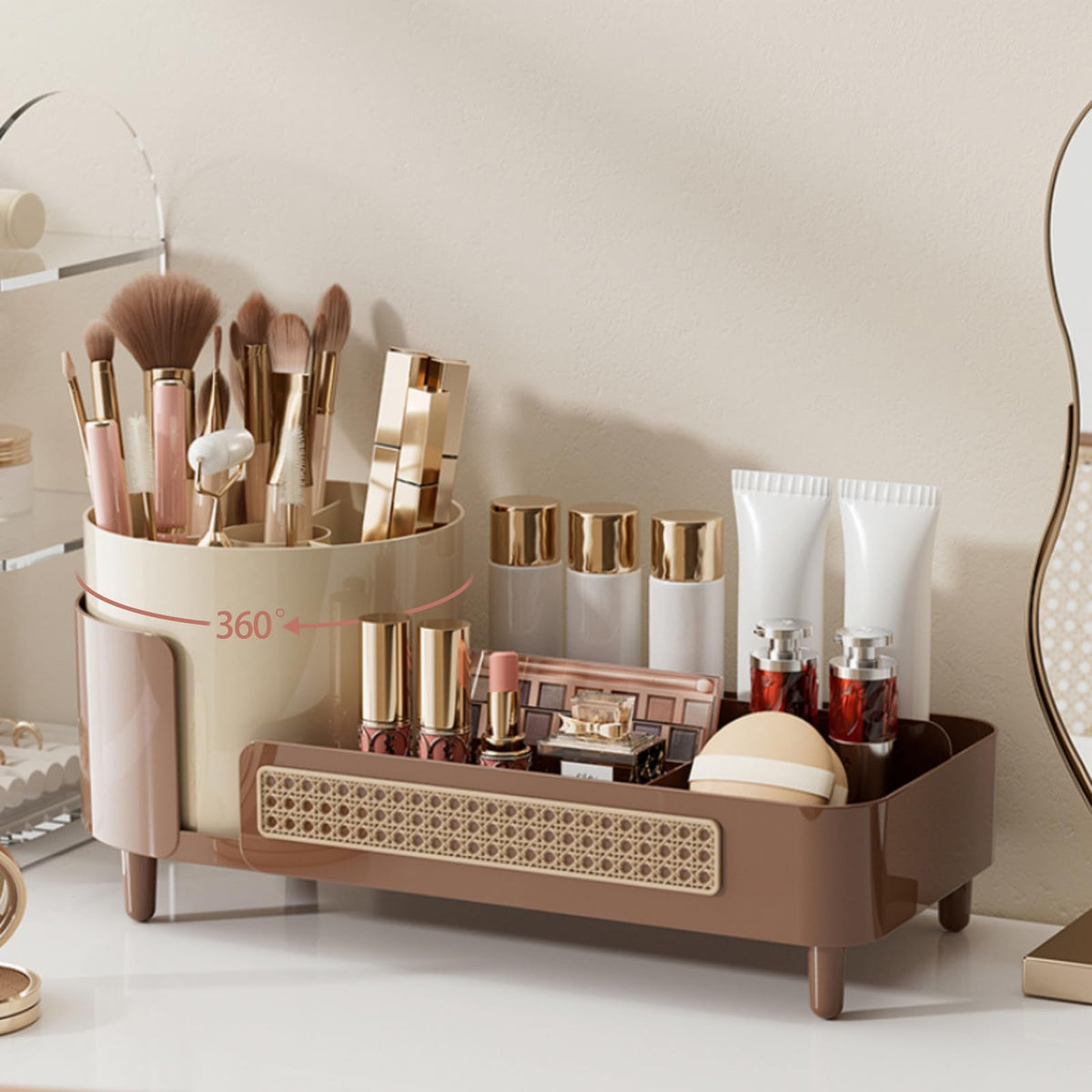 Booklov Rotating Makeup Organizer for Vanity Countertop, Clear