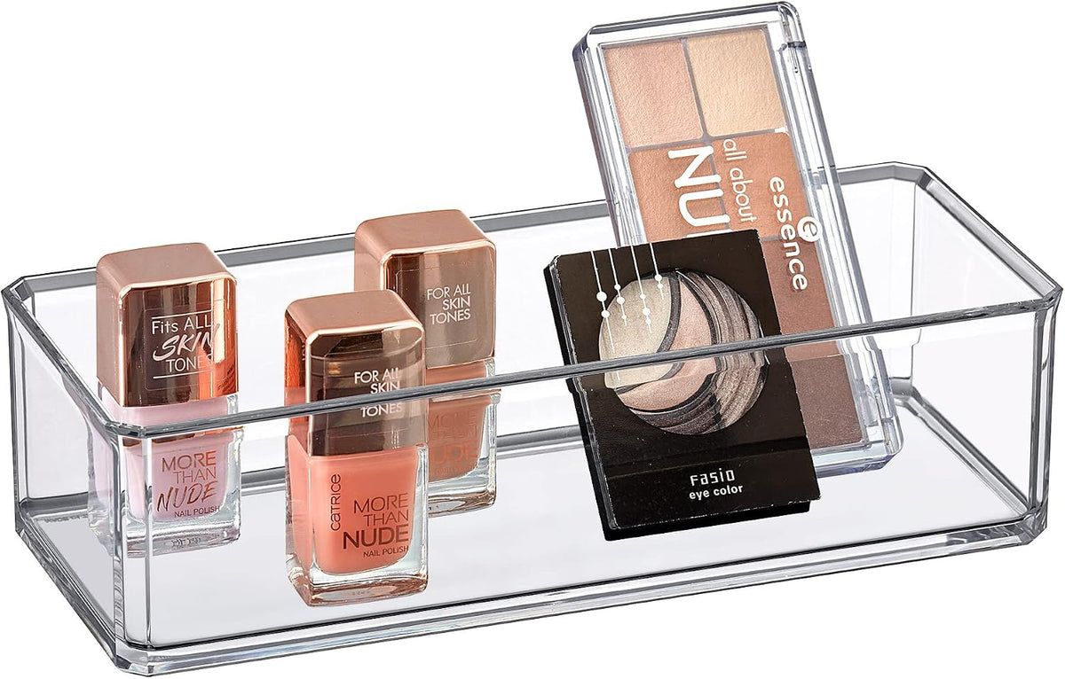 Amazing Abby - Glamour - 2-Pack Acrylic 1-Compartment Makeup Organizer, Transparent Plastic Lipstick Holder, Perfect Bathroom Vanity Storage Solution for Lipsticks, Nail Polishes, and More