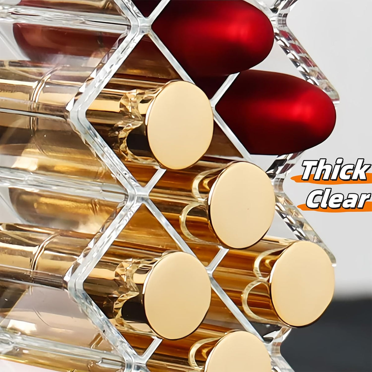 Cedilis 4 Pack Clear Acrylic Lipstick Holder Organizer, 64 Slot