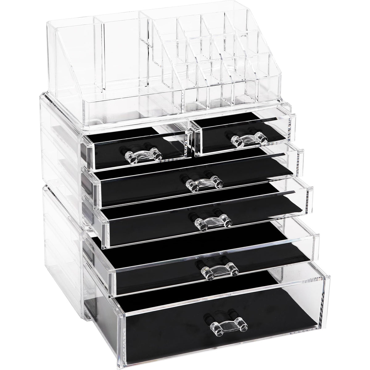 Sea Team 3-Tier Stackable Clear Acrylic Makeup Organizer with Drawers