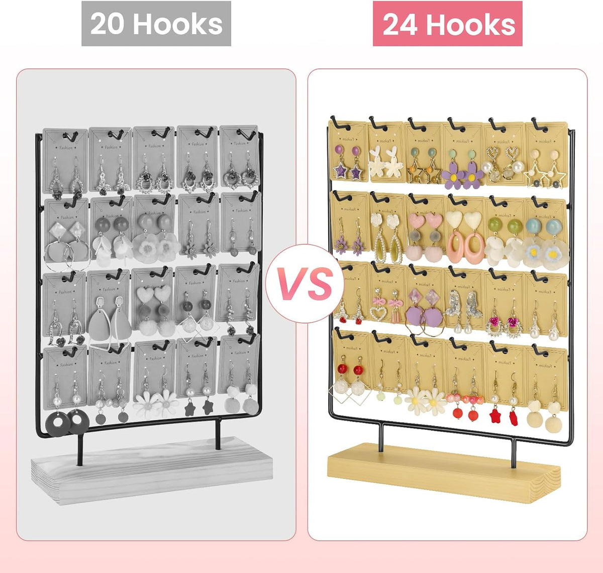 Earring Display for Vendor,4 Tier 24 Hook Earring Rack Display Holder Stand