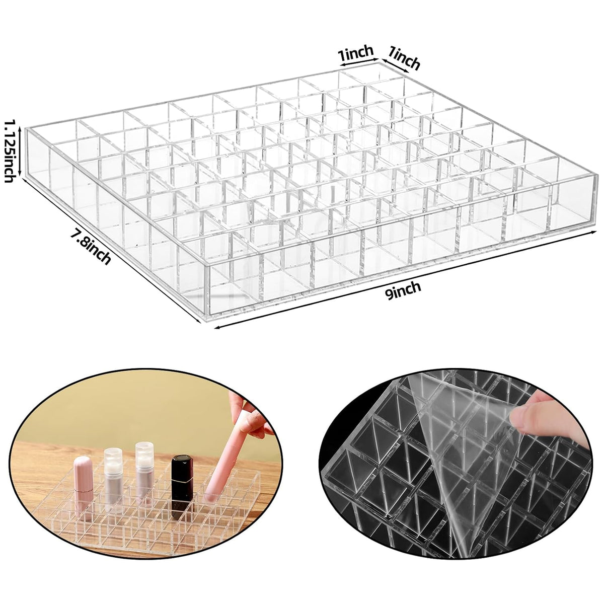 Mumufy Lipstick Holder Clear Acrylic Makeup Organizer Display, 56 Slot