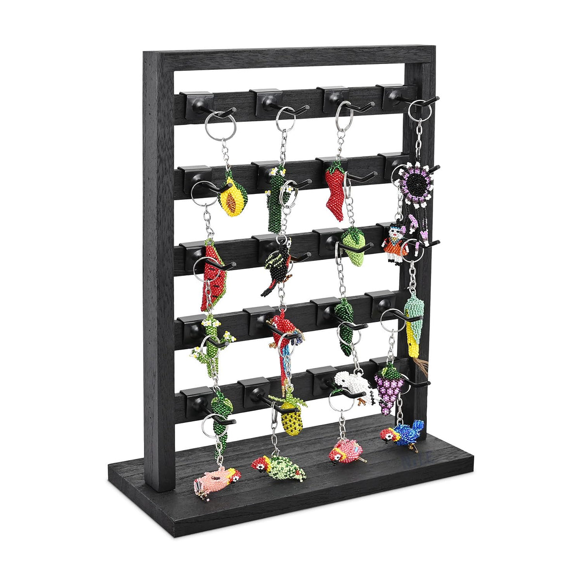 Ikee Design Wooden Jewelry Earring Display Rack, 20 Removable Metal Hooks