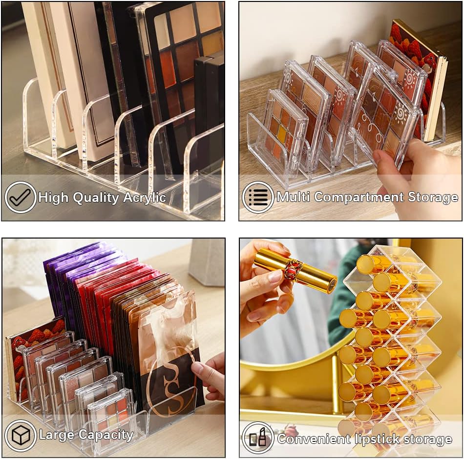 3Pcs Eyeshadow Palette Organizer, 7 Section Makeup Palette Organizer