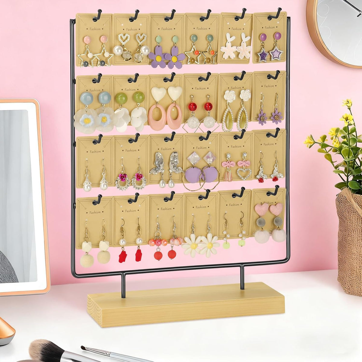 Earring Display for Vendor,4 Tier 24 Hook Earring Rack Display Holder Stand