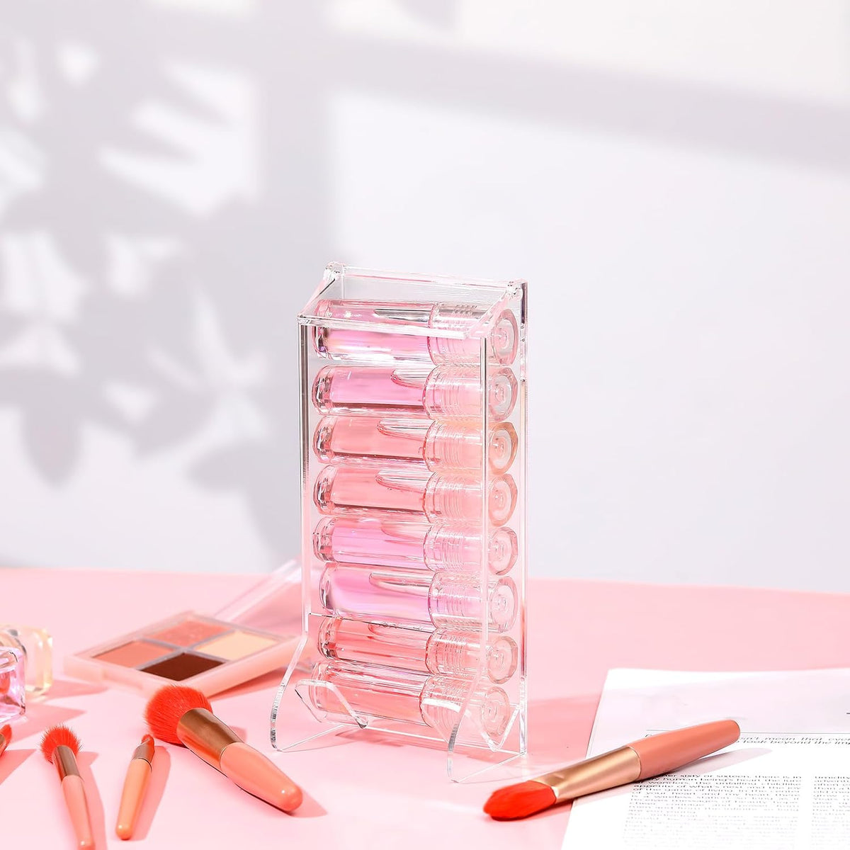 Weysat 2 Pcs Lip Balm Display Acrylic Automatic Dispenser Holder Organizer