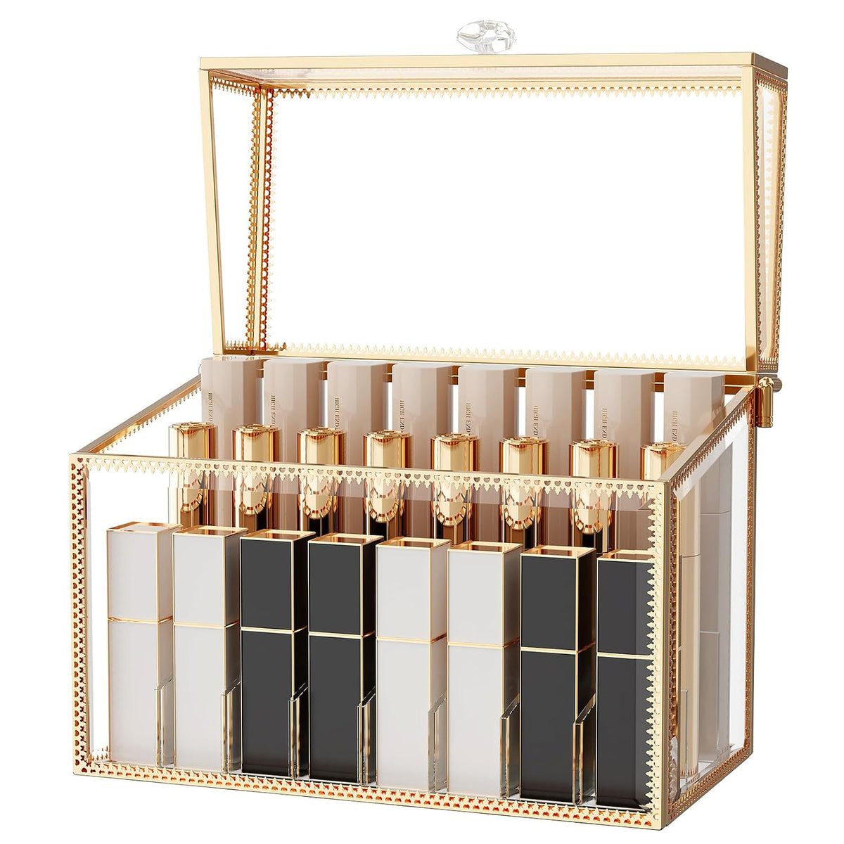 Youdepot Lipstick Organizer Holder, 24 Spaces Tempered Glass