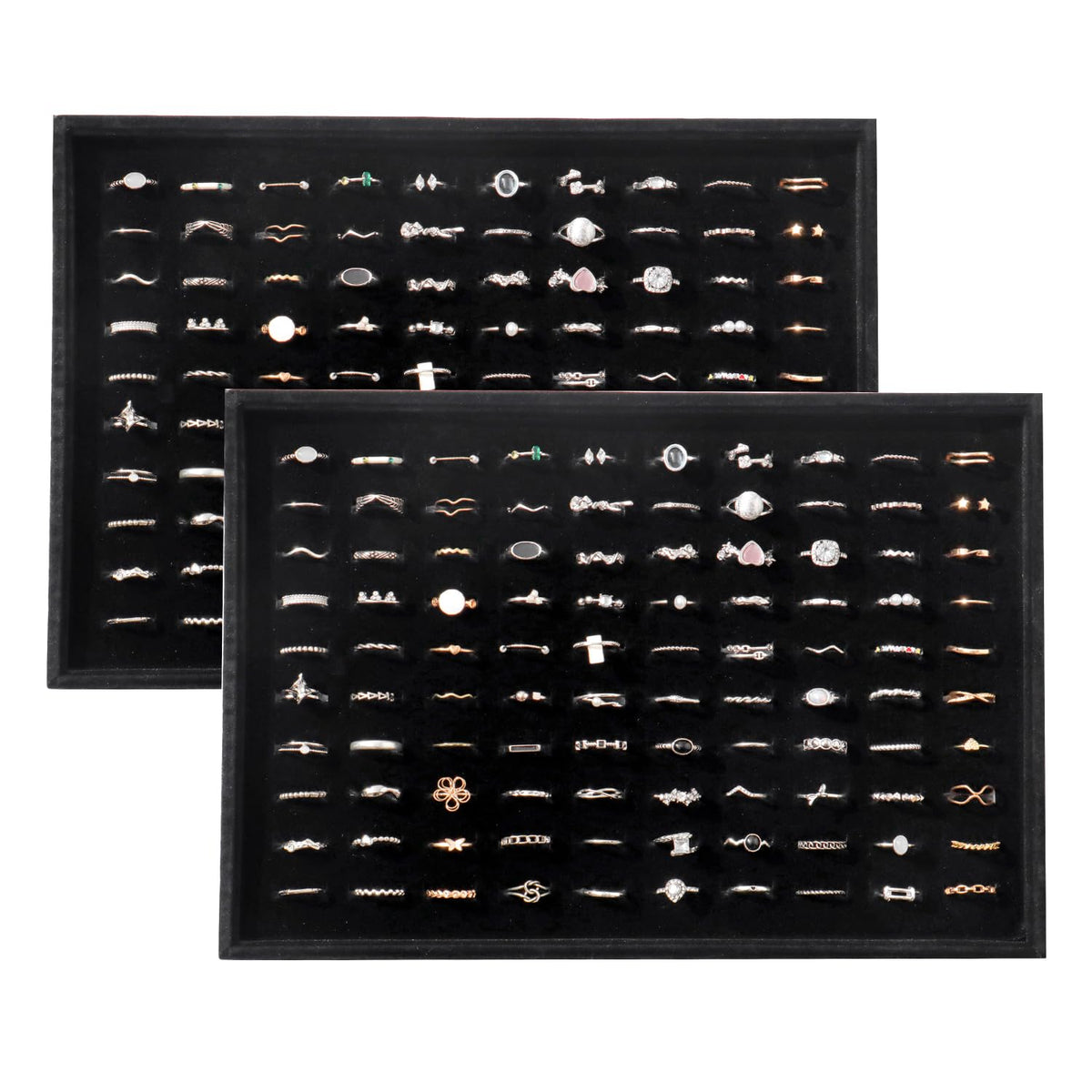 Large Velvet Jewelry Tray Display Drawer Inserts 2 Pack