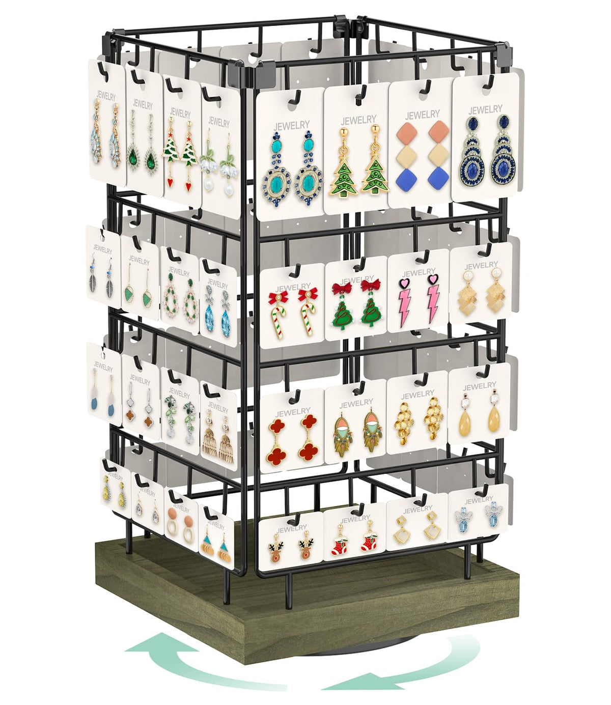 EsLuker.ly Rotating Earring Display Holder Stand for Vendors Selling, Black