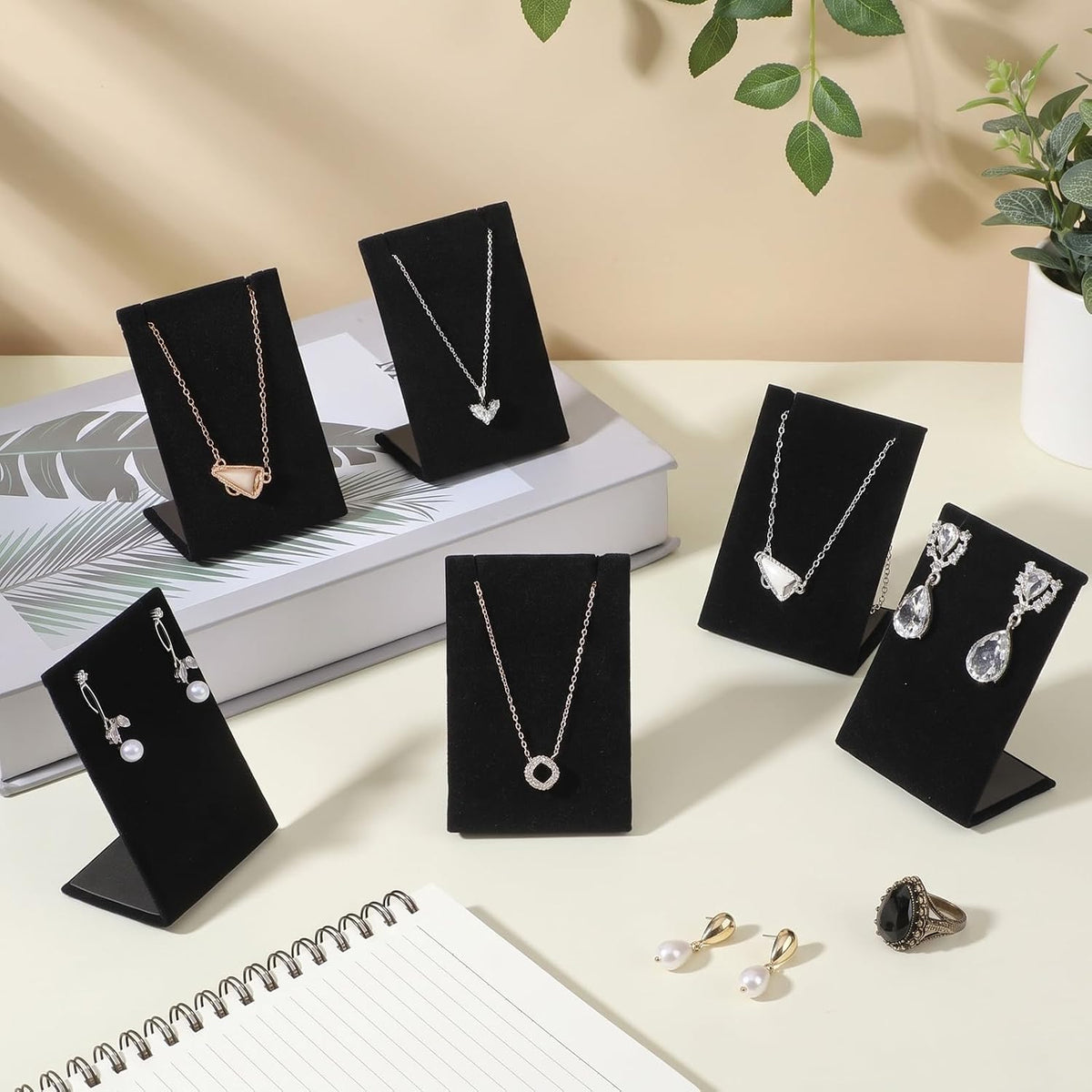 20 Pcs Velvet Earring Display Stands Black,2.3×1.6×3.5inch
