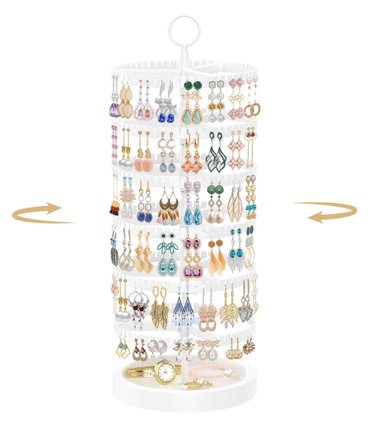 MODOWEY Rotating Earring Holder Organizer Tree Display Stand, 6 Tiers Black