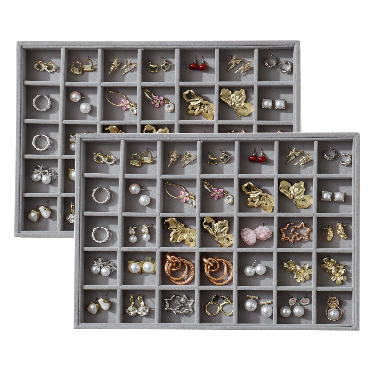 Large Velvet Jewelry Tray Display Drawer Inserts 2 Pack