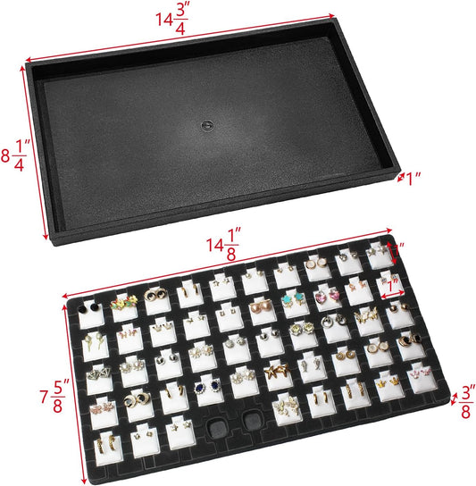 Ikee Design 2 Pcs Black 50 Earring Card Tray Each, 100 Earring Puffy Cards