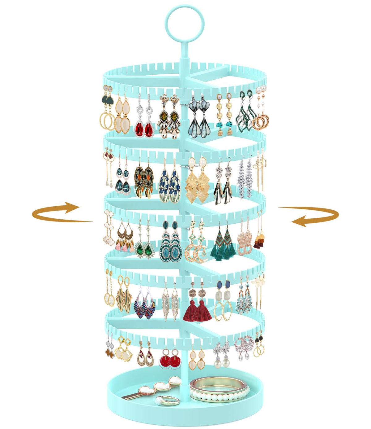 MODOWEY Rotating Earring Holder Organizer Tree Display Stand, 6 Tiers Black