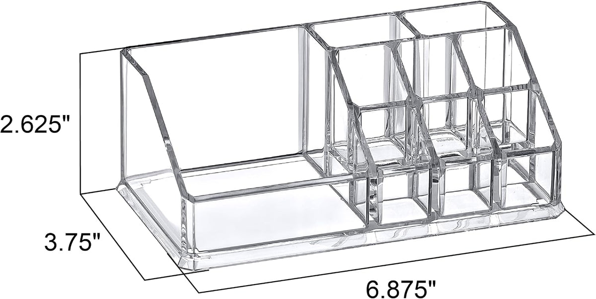 Amazing Abby - Tiffany - 2-Pack Acrylic Cosmetic Organizer, Transparent Plastic Makeup Holder, Compartmented, Shatter-Proof, Perfect Bathroom Vanity Storage Solution for Beauty Supply, Small