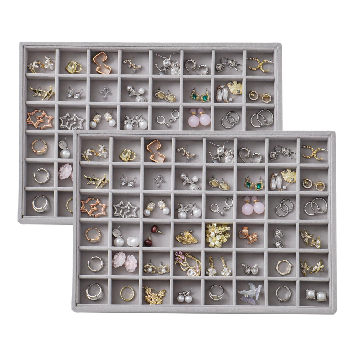 Large Velvet Jewelry Tray Display Drawer Inserts 2 Pack