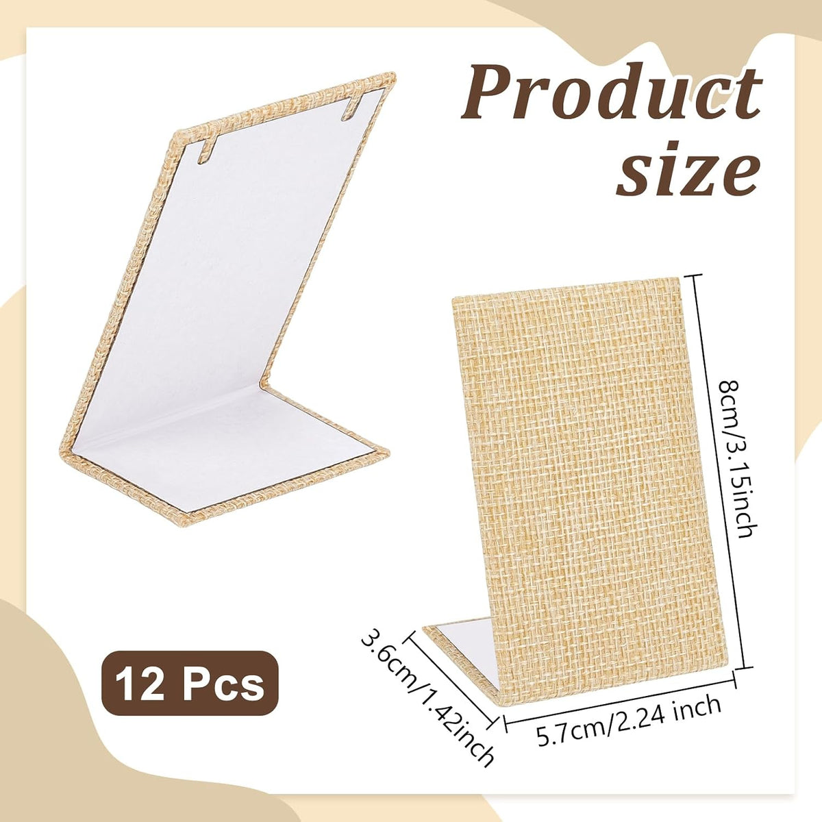 12PCS Earring Display Set Linen Earring Display Stand L-Shape Jewelry Organizer Earrings Organizer for Jewelry Dangling Slant Back Display Props Show 1.4 x 2.2 x 3 inch