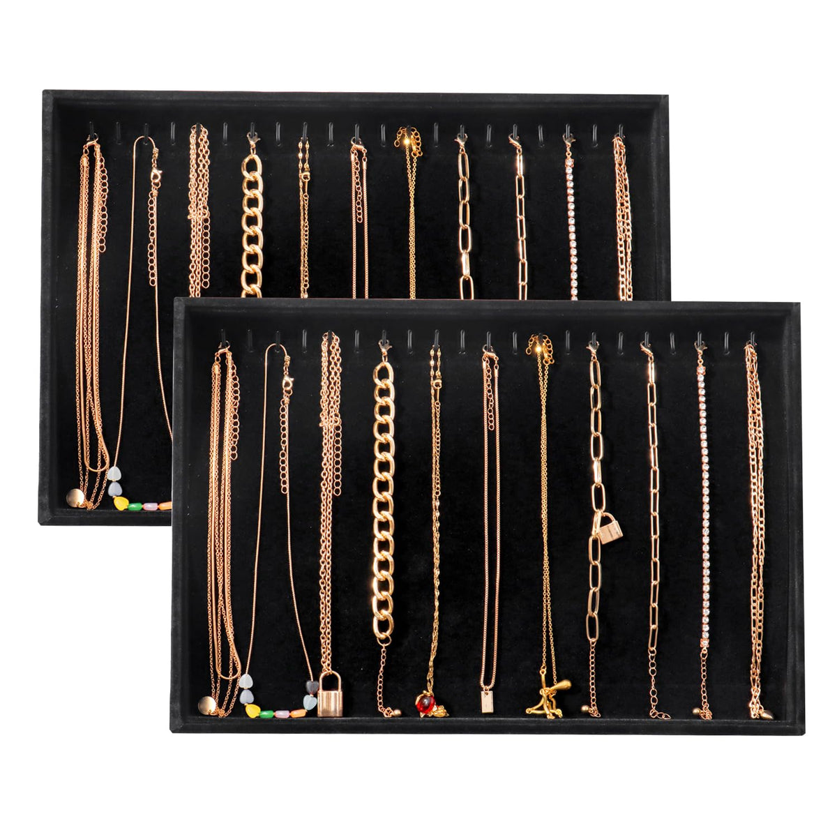 Large Velvet Jewelry Tray Display Drawer Inserts 2 Pack