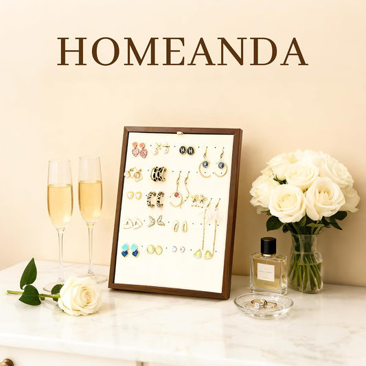 Homeanda Ring Display Stand, 60 Hole L-Shaped Velvet Tray Ring Board