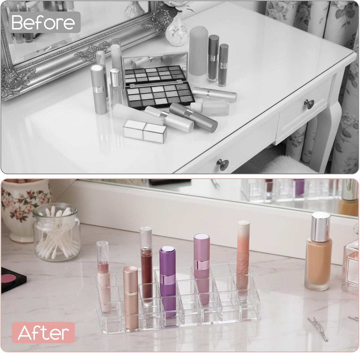 MAQUITA 4 Pcs Clear Lipstick Holder Acrylic Lip Gloss Organizer Cosmetic Storage Lipstick Display Case for Perfume Sample Drawer Brushes Bottles Women Birthday Gift