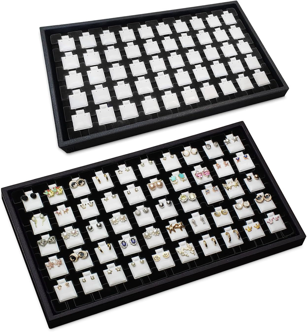 Ikee Design 2 Pcs Black 50 Earring Card Tray Each, 100 Earring Puffy Cards
